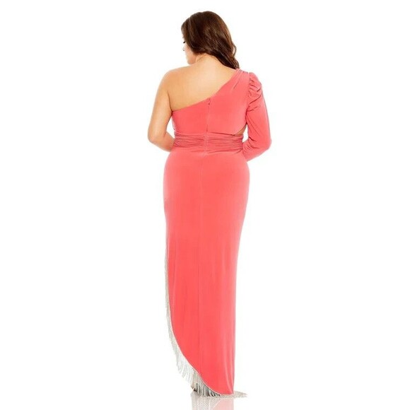 Mac Duggal 76989 Fabulouss High Low One Shoulder Dress‎ WATERMELON $498 - Picture 3 of 4